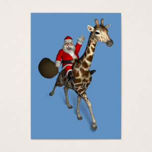 Der Weihnachtsmann auf Giraffe reiten