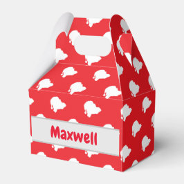 Der Weihnachtsmann auf rot Geschenkschachtel