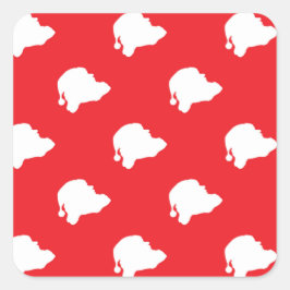 Der Weihnachtsmann auf rot Quadratischer Aufkleber