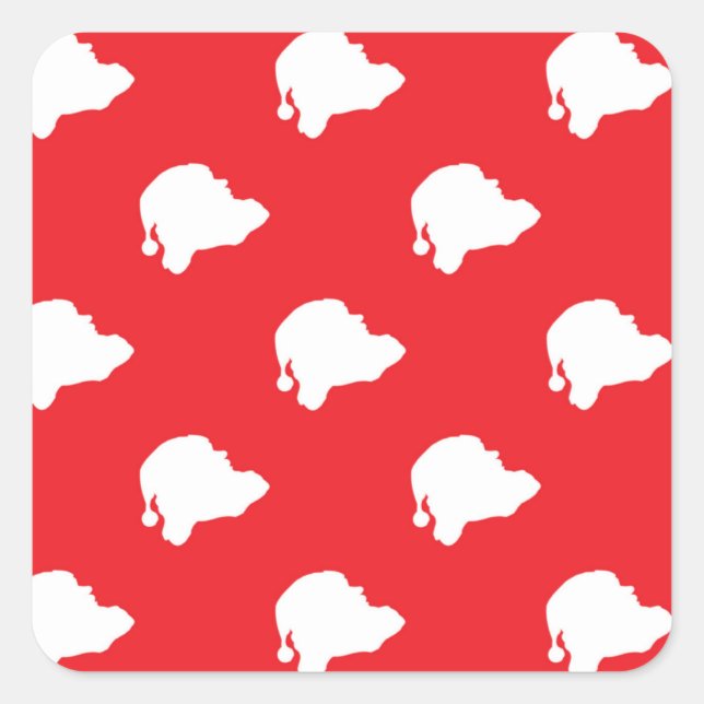 Der Weihnachtsmann auf rot Quadratischer Aufkleber (Vorderseite)