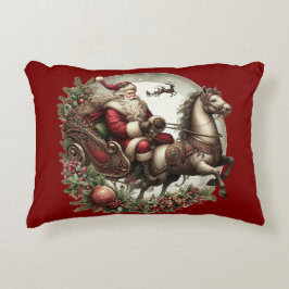 Der Weihnachtsmann auf Schlitten und Pferd Dekokissen