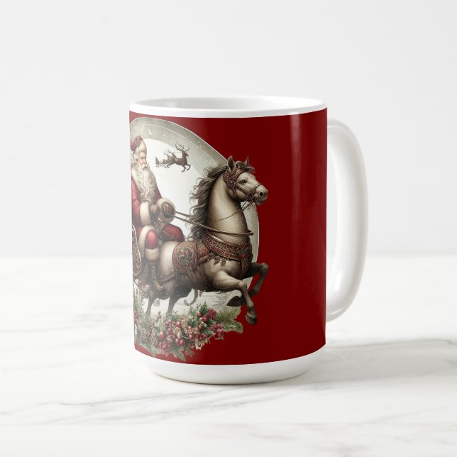 Der Weihnachtsmann auf Schlitten und Pferd Kaffeetasse (VorderseiteRechts)
