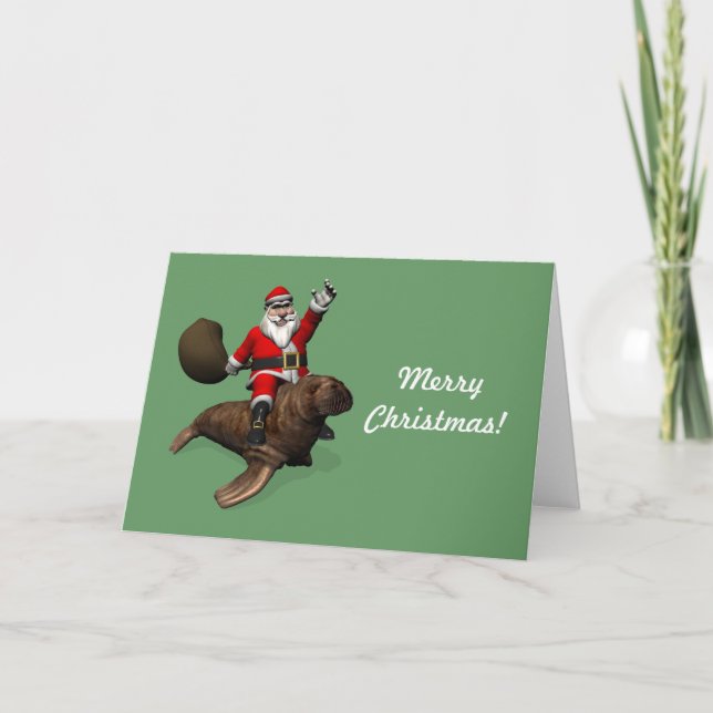Der Weihnachtsmann auf Walrus Feiertagskarte (Vorderseite)
