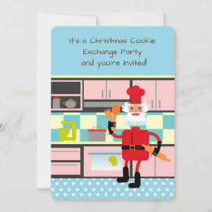 Der Weihnachtsmann backt Weihnachtskekse Einladung