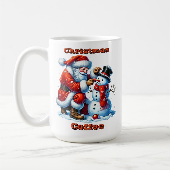 Der Weihnachtsmann baut im Winterwunderland einen  Kaffeetasse (Links)