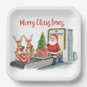 Der Weihnachtsmann begrüßt vom Flughafen Pappteller