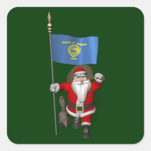 Der Weihnachtsmann, der den Staat Biber besucht Quadratischer Aufkleber