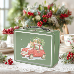 Der Weihnachtsmann, die Maus, bringt Geschenke Met Metall Brotdose