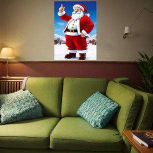 Der Weihnachtsmann draußen im Schnee   Art der AI Poster