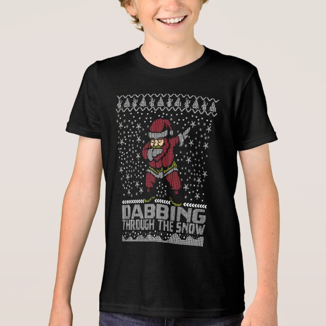 Der Weihnachtsmann durch den Schnee lustig Tri-Blend Shirt (Vorderseite)