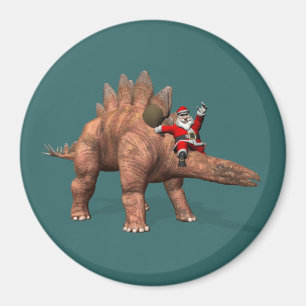 Der Weihnachtsmann fährt auf dem Stegosaurus Magnet