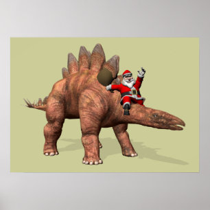 Der Weihnachtsmann fährt auf dem Stegosaurus Poster