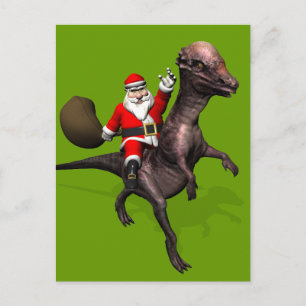 Der Weihnachtsmann fährt auf Pachyosaurus Feiertagspostkarte