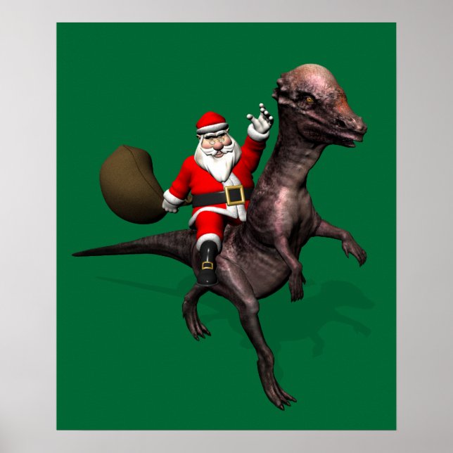 Der Weihnachtsmann fährt auf Pachyosaurus Poster (Vorne)