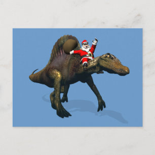Der Weihnachtsmann fährt auf Spinosaurus Feiertagspostkarte