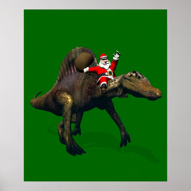 Der Weihnachtsmann fährt auf Spinosaurus Poster (Vorne)