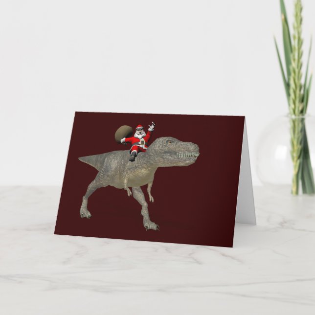Der Weihnachtsmann fährt auf Trex Feiertagskarte (Vorderseite)