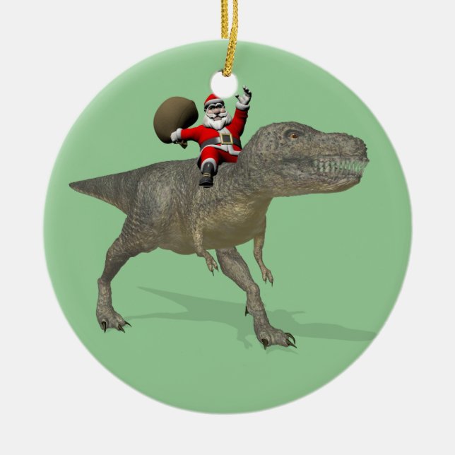 Der Weihnachtsmann fährt auf Trex Keramik Ornament (Vorne)