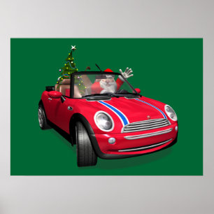Der Weihnachtsmann fährt eine Mini Poster