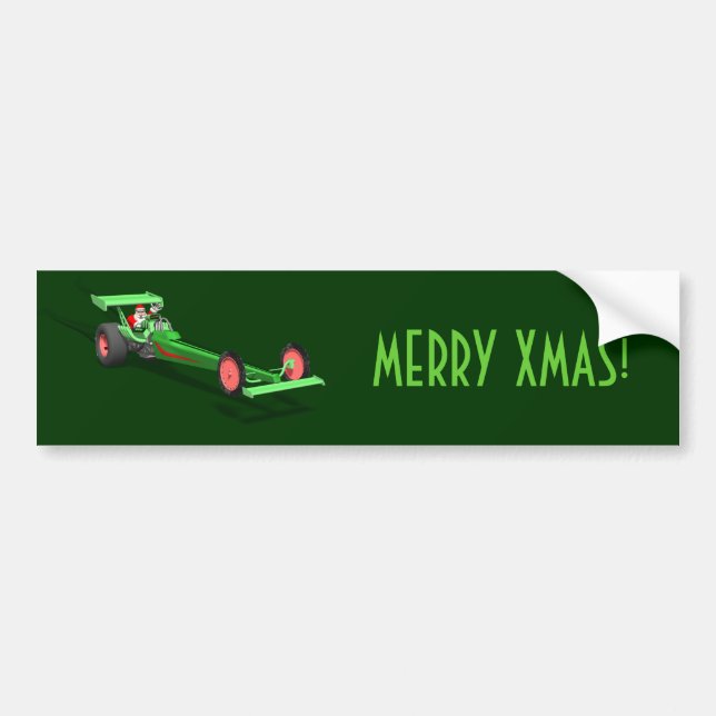 Der Weihnachtsmann fährt einen Dragster Autoaufkleber (Vorne)