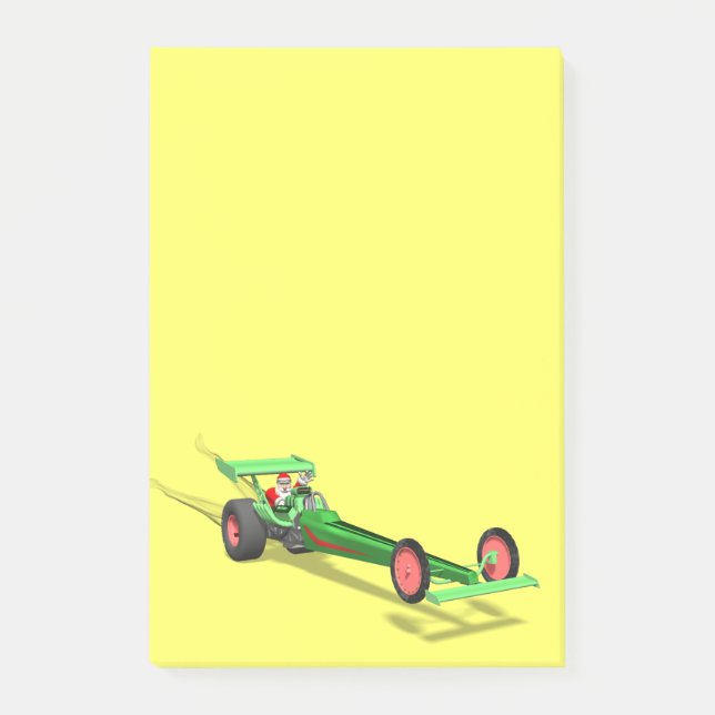 Der Weihnachtsmann fährt einen Dragster Post-it Klebezettel (Vorderseite)