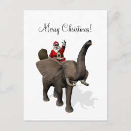 Der Weihnachtsmann fährt einen Elefanten Feiertagspostkarte