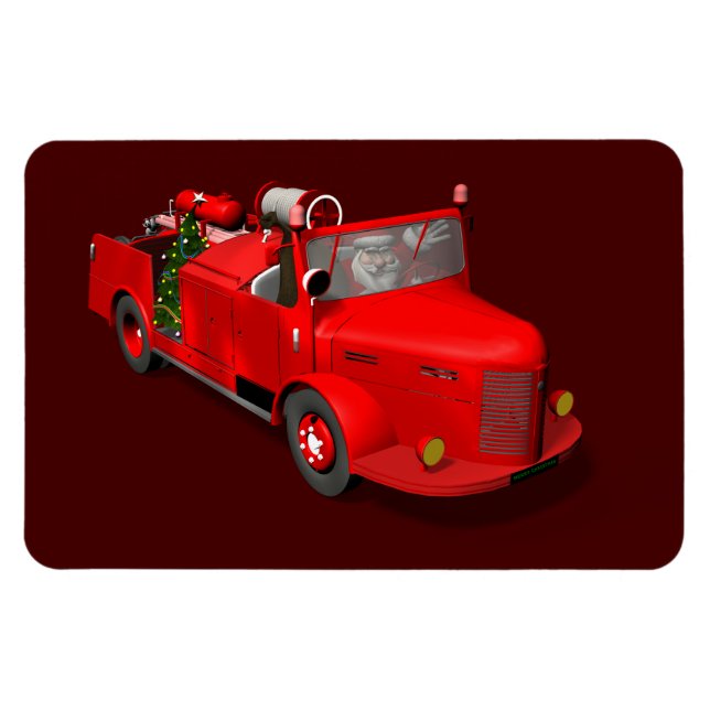 Der Weihnachtsmann fährt einen Feuerzug Magnet (Horizontal)