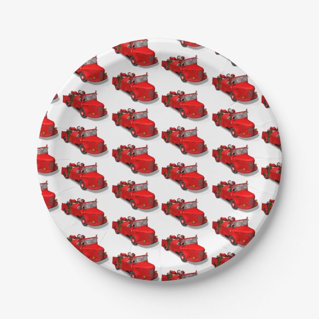 Der Weihnachtsmann fährt einen Motor Pappteller (Vorderseite)
