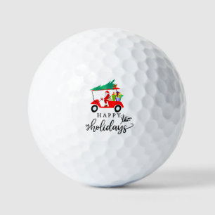 Der Weihnachtsmann fährt mit dem Golfwagen mit Wei Golfball