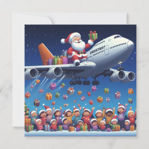Der Weihnachtsmann fährt mit Jumbo-Jet-Flachkarte