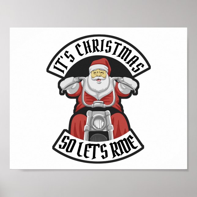 Der Weihnachtsmann fährt Motorrad Poster (Vorne)
