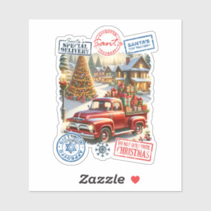 Der Weihnachtsmann: Festliche Szene Aufkleber