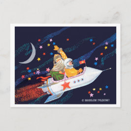 Der Weihnachtsmann fliegt auf der sowjetischen Rak Postkarte