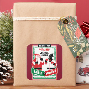 Der Weihnachtsmann gegen Krampus Boxing passt gut  Quadratischer Aufkleber