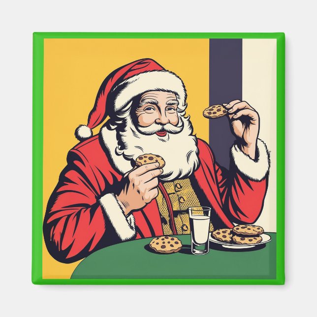 Der Weihnachtsmann genießt einen Snack Magnet (Vorne)