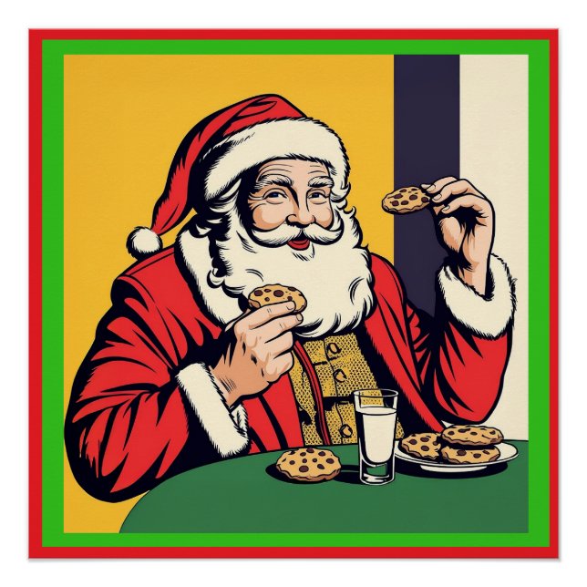 Der Weihnachtsmann genießt einen Snack Poster (Vorderseite)