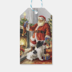 Der Weihnachtsmann gibt dem Hund ein Geschenk Geschenkanhänger