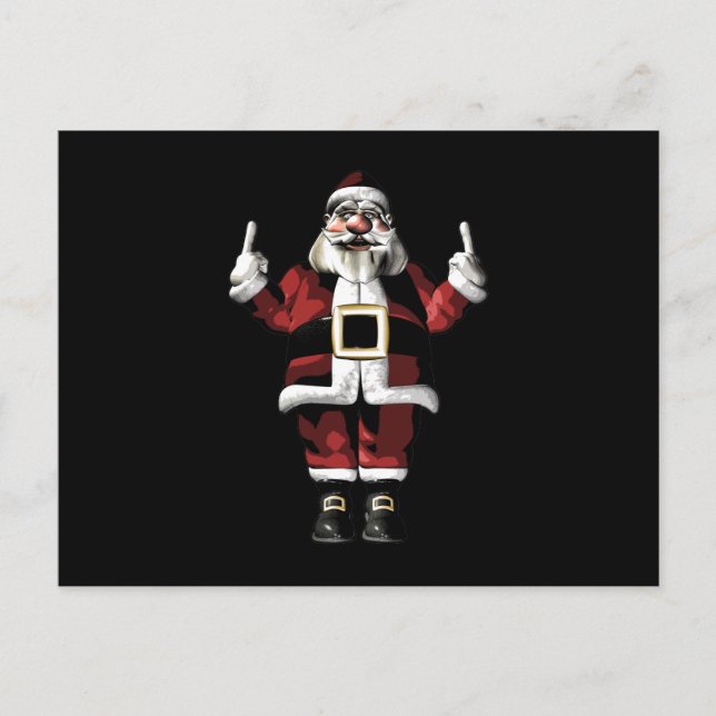 Der Weihnachtsmann gibt den Finger Feiertagspostkarte (Vorderseite)