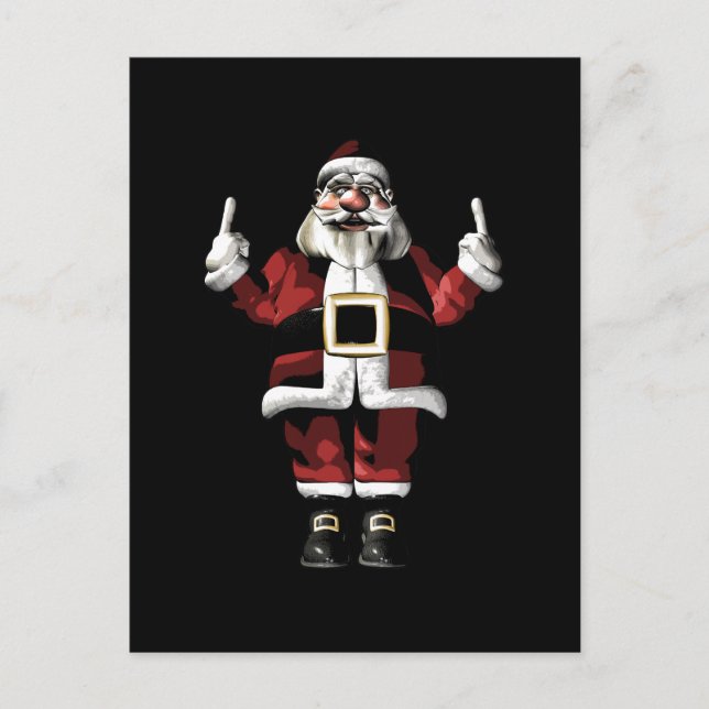 Der Weihnachtsmann gibt den Finger Feiertagspostkarte (Vorderseite)