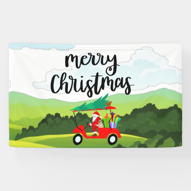 Der Weihnachtsmann golft an Weihnachten Banner (Horizontal)