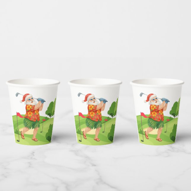 Der Weihnachtsmann golft Weihnachten im Juli Pappbecher (Multi)