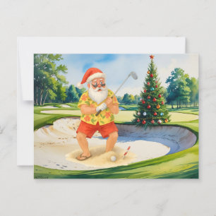 Der Weihnachtsmann golft Weihnachten im Juli Postkarte