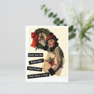 Der Weihnachtsmann hat die richtige Idee.. Feiertagspostkarte