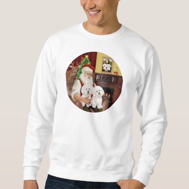 Der Weihnachtsmann hat zwei Bichon Frise Sweatshirt (Vorderseite)