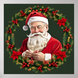 Der Weihnachtsmann im festlichen Kranz Poster