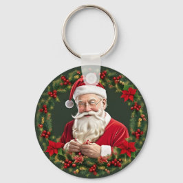Der Weihnachtsmann im festlichen Kranz Schlüsselanhänger
