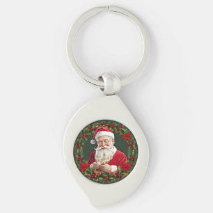 Der Weihnachtsmann im festlichen Kranz Schlüsselanhänger