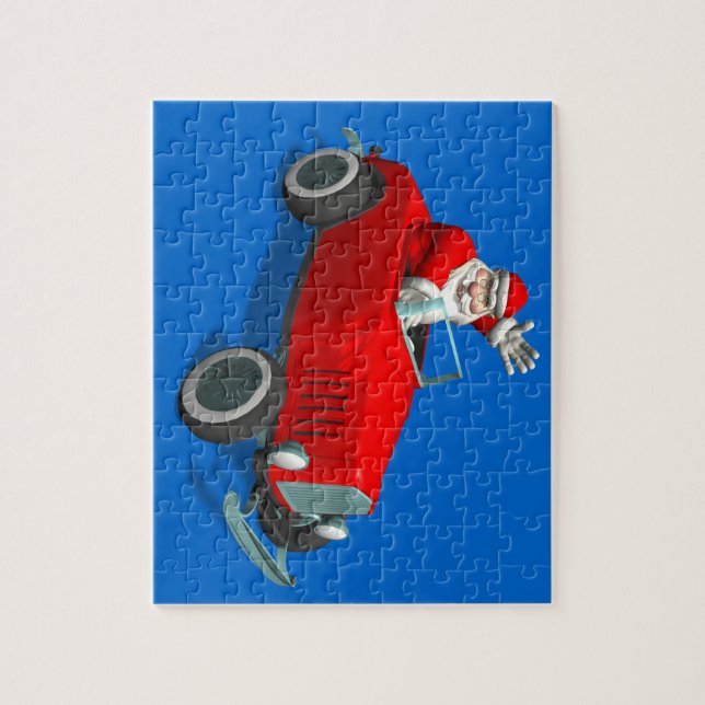 Der Weihnachtsmann im Frisierte Auto Puzzle (Vertikal)