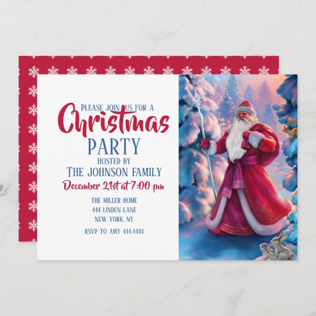 Der Weihnachtsmann im Wald Einladung (Vorne/Hinten)