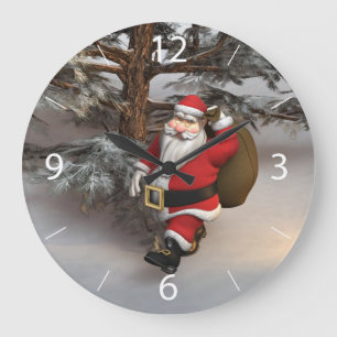 Der Weihnachtsmann im Wald Große Wanduhr